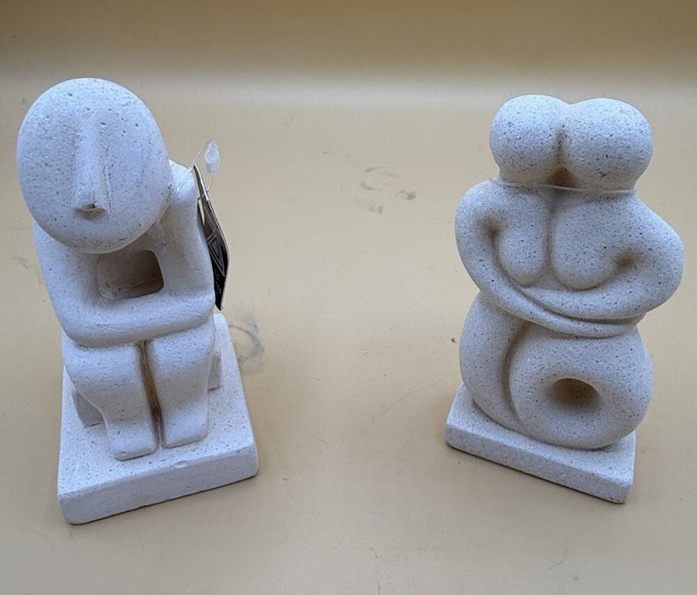 Hellenic Handcrafted Creations Greek Figurines Couple & Seated Thinker Set 2